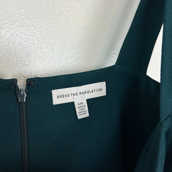 DRESS THE POPULATION Nicole Sweetheart Neck Cocktail Dress in Pine Size XX-Large - Picture 7 of 11